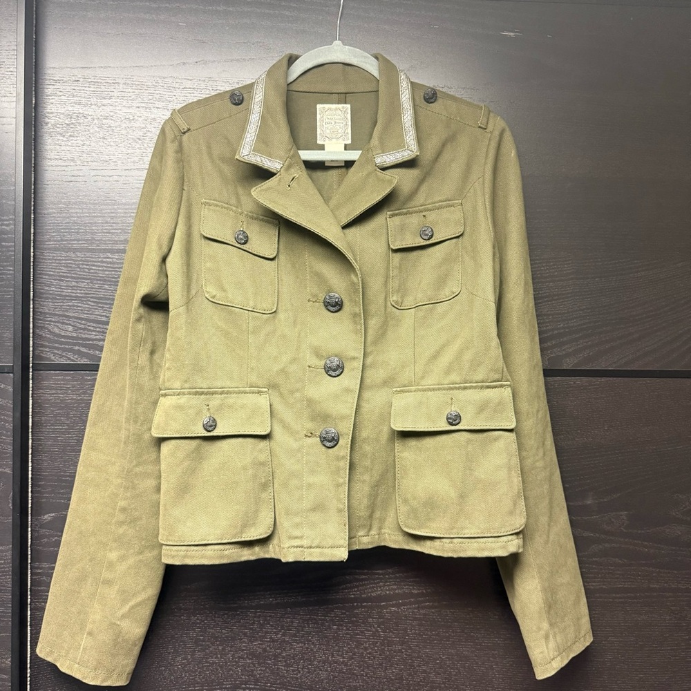 Ralph Lauren Polo Jeans - Olive Green denim blazer with metallic trim